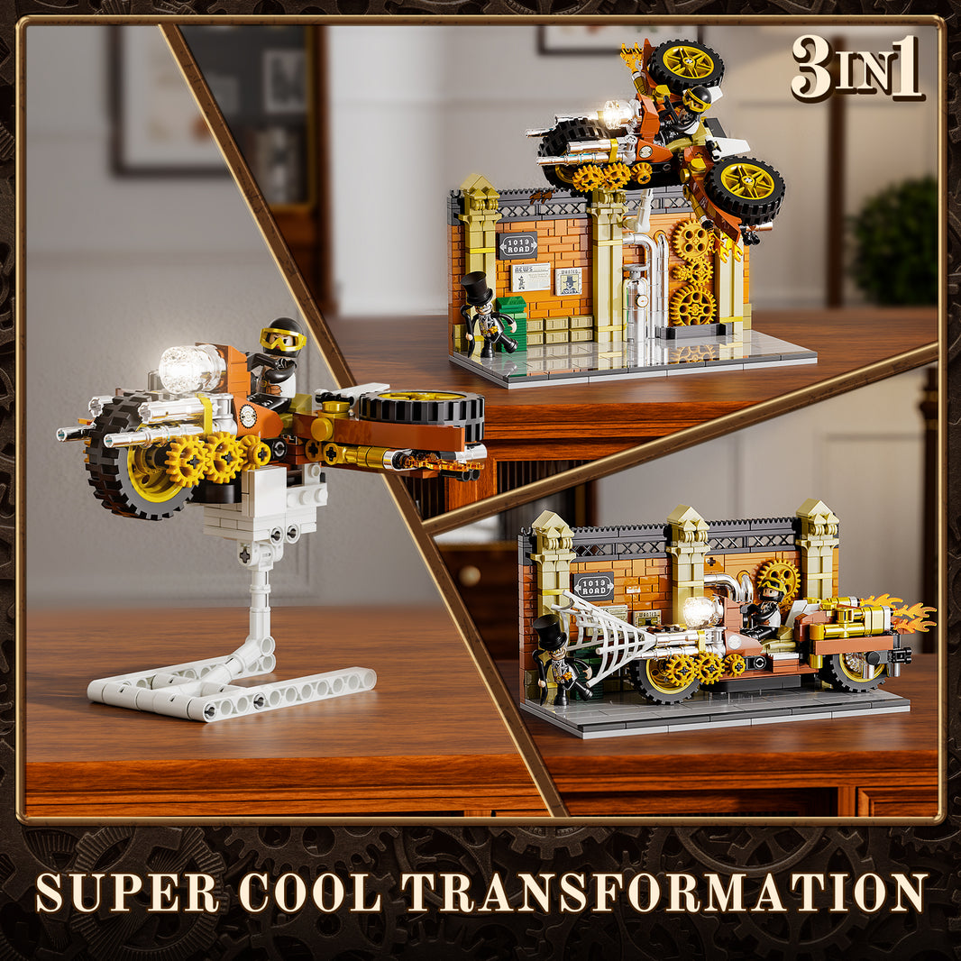 LUMIBRICKS - FUNWHOLE Steampunk Motorcycle Pursuit F9067