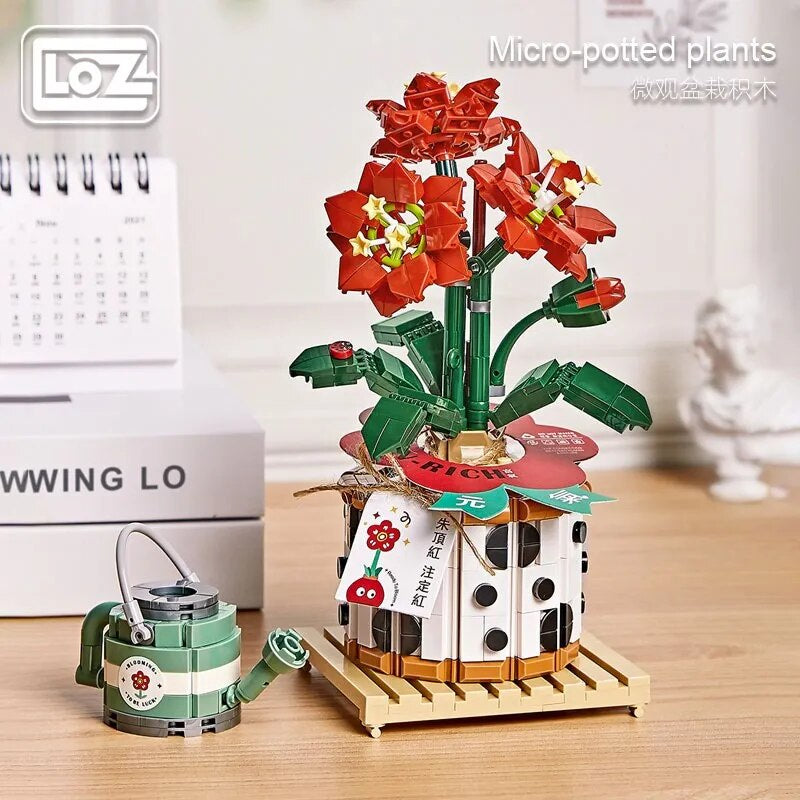 LOZ Amaryllis Potted Red Flowers 1285