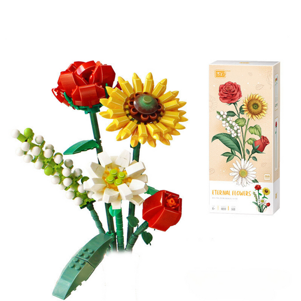 LOZ Red Rose, Sunflower Flower Bouquet 1659